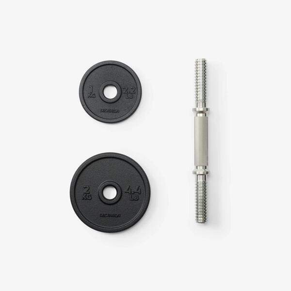 Disques de 1 et 2 kg et barre filetée